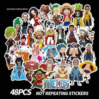 สติกเกอร์ PVC รูปการ์ตูน One Piece สำหรับติดรถยนต์ 48 ชิ้น