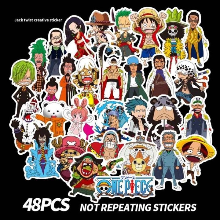 สติกเกอร์-pvc-รูปการ์ตูน-one-piece-สำหรับติดรถยนต์-48-ชิ้น