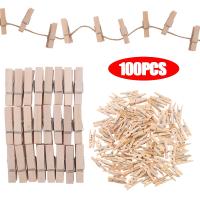 20/50/100 Pcs Mini 25mm Natural Wooden Clips Photo Clips Clothespin DIY Wedding Party Wooden Clip Clips Pegs Dropshipping Clips Pins Tacks