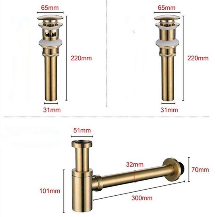 ชุดท่อระบายน้ำทองแดงกลมทองเหลืองการกำจัดกลิ่น-p-trap-แบบกาลักน้ำสำหรับห้องน้ำอ่างล้างหน้าท่อระบายน้ำทิ้งพร้อมท่อระบายน้ำแบบป๊อปอัพ