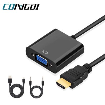 Konverter HDMI kompatibel dengan kabel adaptor VGA proyektor Laptop konsol Game PS4 kompatibel dengan HDMI HD 1080P