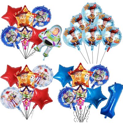 Disney Toy Story Buzz Lightyear Cartoon Foil Balloons 32inch Blue Number Baby Boy Blue Air Ballon Birthday Party Decor Kids Toys Artificial Flowers  P