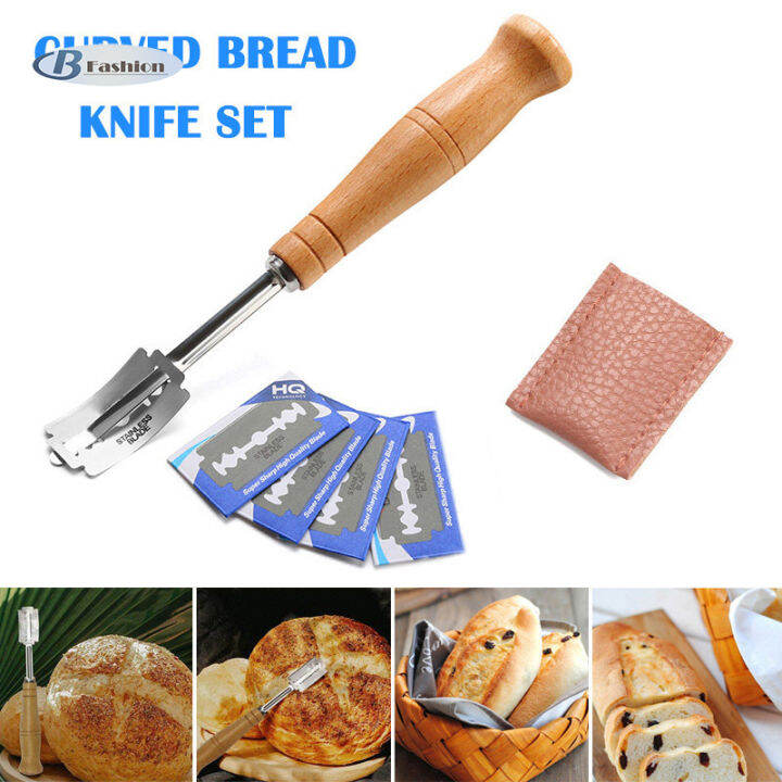 B-F Bread Bakers Cutter Slashing Tool Dough Making Razor Wood Handle ...