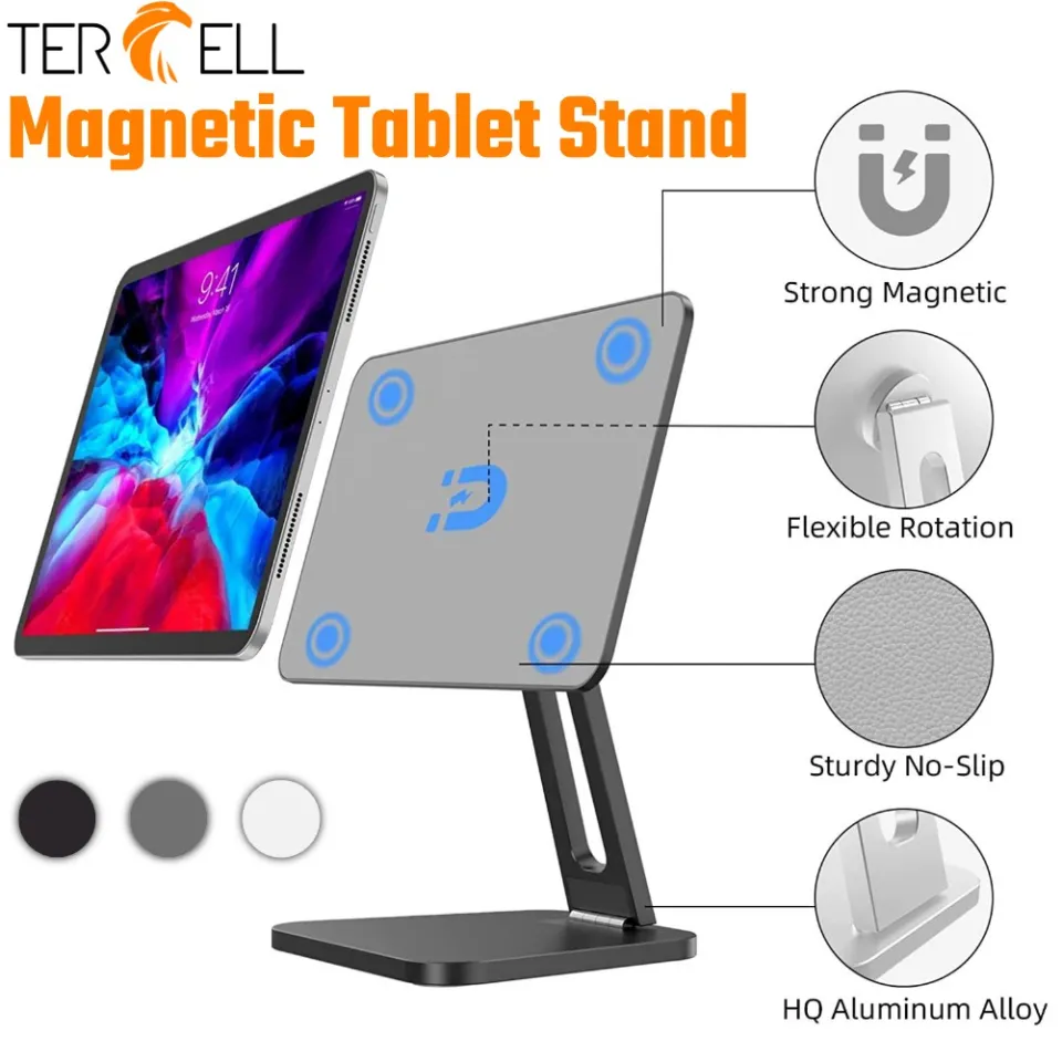 Tablet Stand Desk Adjustable Foldable Aluminum Holder 360 Rotating
