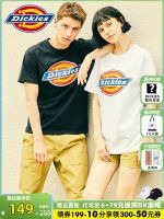 ✌Dickies เสื้อยืดแขนสั้นพิมพ์ลายหลายโลโก้สี,เสื้อยืดชายคู่รักฤดูร้อนผ้าฝ้ายคอกลมใหม่แขนสั้น