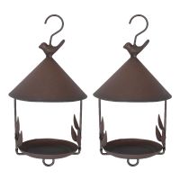 2X Bird Feeder Bird Outdoor Iron Rainproof Windproof Hanging Style Feeder for Various Pet Birds Feeding Supplies