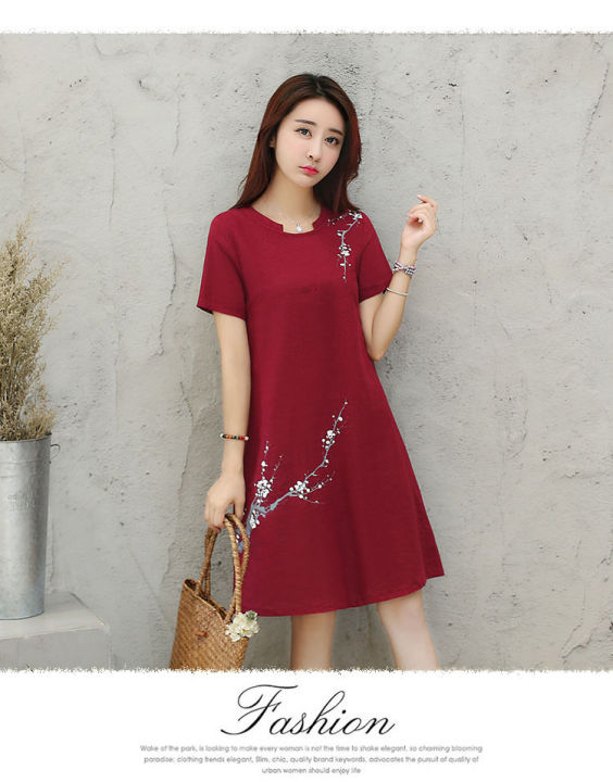 ava-dress-เดรส-ซากุระ-แต่งลายกิ่งซากุระ-กระโปรงบาน-สวยมาก-แฟชั่นเกาหลี-สวยเก๋-ผ้านิ่ม-ใส่สบาย-รหัสสินค้า-14076