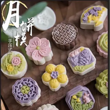 4pcs Hand Press Cookie Stamp Moon Cake Decor Mould Barrel Mooncake Mold 50g  Pastry DIY Tool Mid on OnBuy