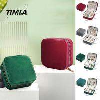 TIMIA แบบพกพาได้ กล่องเครื่องประดับซิปกำมะหยี่ สีทึบทึบ ที่จัดระเบียบต่างหู ไม่ซ้ำใคร กล่องใส่เครื่องประดับ แสดงเครื่องประดับ