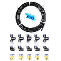 10M PU 6mm OD 4mm ID Air Black Hose Kit 15pcs Pneumatic Tube Connector Quick Push In Fittings Water Hose Couping Hand Tool Parts Accessories