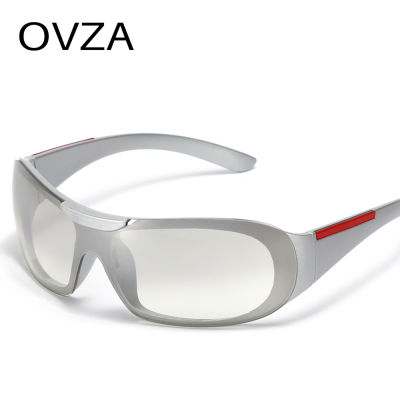 OVZA แฟชั่น Y2K แว่นตากันแดดมิลเลนเนียลชายและหญิงไล่ระดับสีแว่นตากันแดดสะท้อนแสง Punk S1027
