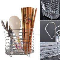 【hot】 Metal Hanging Cutlery Holder Drainer Fork Chopsticks Storage Basket Rack Accessories Organizer Tableware Tube