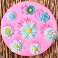 Daisy Rose Poppy Flower Silicone Mold Cupcake Topper Polymer Clay Resin Mold Cake Decorating Tools Chocolate Candy Moulds Bread  Cake Cookie Accessori