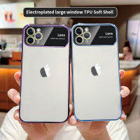 สำหรับ iPhone 11 Pro Max 12 Pro Max 13 Pro Max เคสโทรศัพท์หน้าต่างขนาดใหญ่ชุบด้วยไฟฟ้าผิวนอกเนื้อนิ่ม TPU