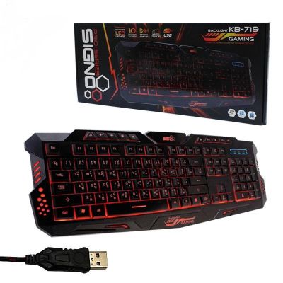 IPK. KEYBOARD (คีย์บอร์ด) SIGNO KB-719 (3 COLOR LED) (EN/TH)คีย์บอร์ดเกมมิ่ง Keyboard Gaming 2400