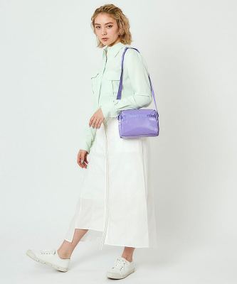 Lesportsac 2023 กระเป๋าผู้หญิงแฟชั่นสีม่วงสดใสความจุขนาดเล็กกระเป๋าสะพายกระเป๋าสะพาย2434