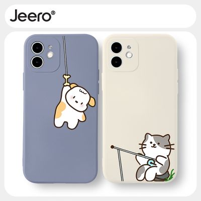 Jeero เคสคู่ เคสไอโฟน คู่รัก กันกระแทกซิลิโคนนุ่มการ์ตูนน่ารักตลก เคสโทรศัพท์ Compatible for iPhone 15 14 13 12 11 Pro Max SE 2020 X XR XS 8 7 ip 6S 6 Plus HFF3107