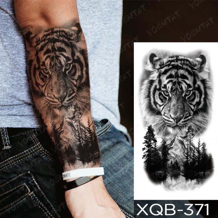 hot-dt-temporary-sticker-tiger-flash-tattoos-leopard-wolf-arm-fake-tatoo-men