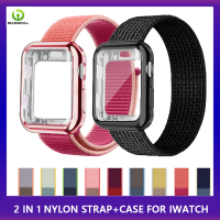 BassPal 2-In-1ชุดสายไนลอน + 360 ° เคสสำหรับ I Watch Series Ultra 8 7 6 Se/ 5/4/3/2/1สายกีฬาระบายอากาศได้ดี49มม. 45มม. 41มม. อุปกรณ์สายรัดนาฬิกา44 40 42มม. 38มม