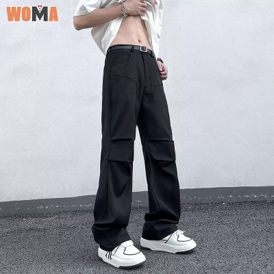 WOMA  กางเกงผู้ชายกางเกงขายาวลำลองกางเกงขาสั้นตรงฮิปฮอปกางเกงลำลองมีสไตล์