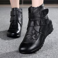 【CW】 Wedges shoes for women genuine leather fur boots ladies rubber boots big size 42 43 winter plush snow boots female women shoes