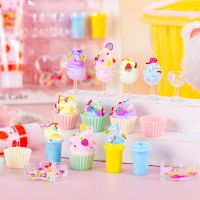 CAEWE ครีมจำลอง10ชิ้น/เซ็ตทำของหวานไอศกรีมแฮนด์เมด DIY ของเล่นเพลย์เฮาส์ตลกชิ้นส่วนเล็กๆโมเดลรูปเค้กของเล่นพัฒนาการแรกเริ่ม