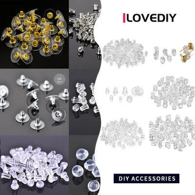 ILOVEDIY [สินค้าลดราคา] ชิ้นส่วนทำเครื่องประดับปลั๊กหลังซิลิโคนยางทรงกลม Anting Giwang 100ชิ้น