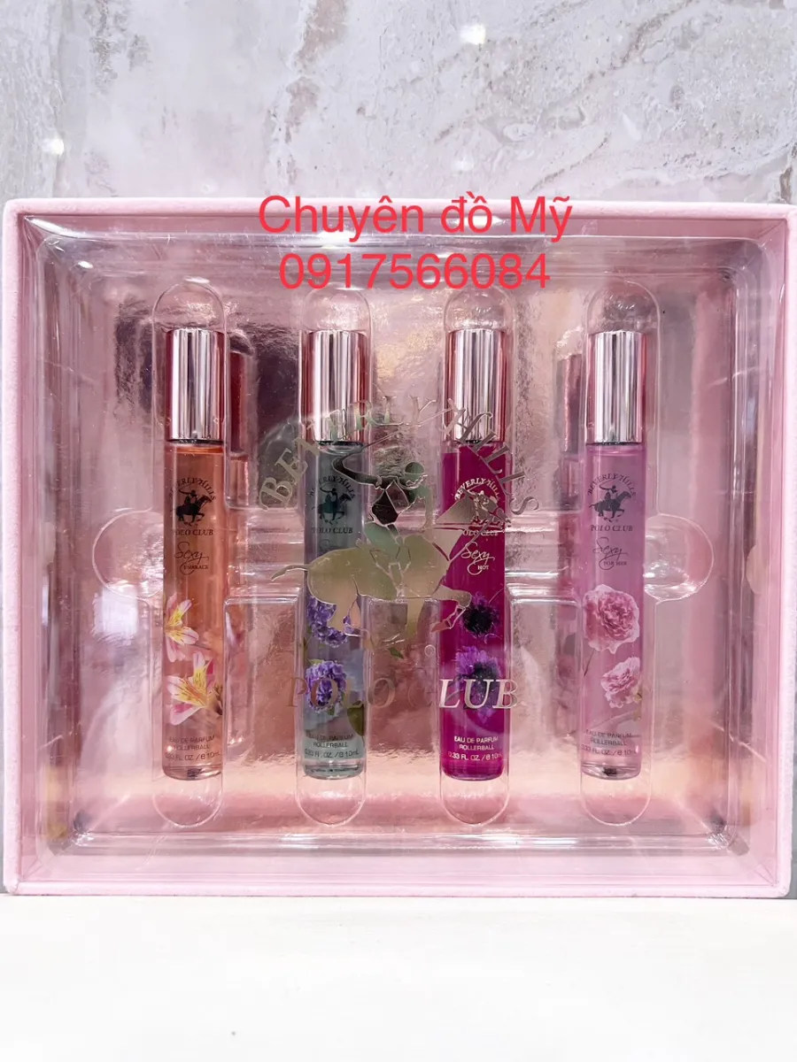 Set nước hoa Beverly Hills Polo Club Sexy Embrace 10ml, Blue 10ml, Hot  10ml, Joy 10ml for Women của Mỹ 