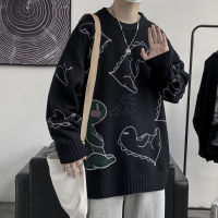 Autumn Sweater Men Knitted Jumpers Anime Dinosaur Sweatercoat Fashion Causal Streetwear Top Knitwear Pullovers Clothing Male