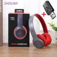 P47 Wireless Headphone Foldable Bass Bluetooth 5.0 Earphone Kid Helmet Gift,TF-Card,With Mic USB Bluetooth Adaptor For TV Gaming