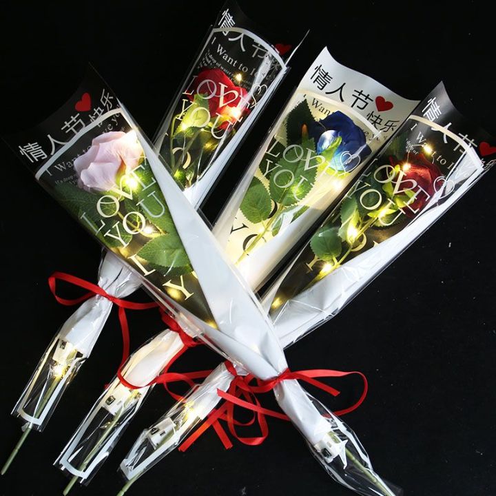 ดอกกุหลาบปลอมเรืองแสงสำหรับแฟนสาวของเทศกาล-qixi-พร้อมโคมไฟตลาดกลางคืนแผงขายสำหรับเด็กประกันคุณภาพแฟลชช่อดอกไม้