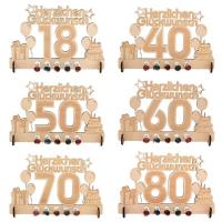 Wooden Birthday Money Card 18th Birthday Decorations Storage Hole Design Gift Holder For German Text And Number Logo Guestbook Function ingenious