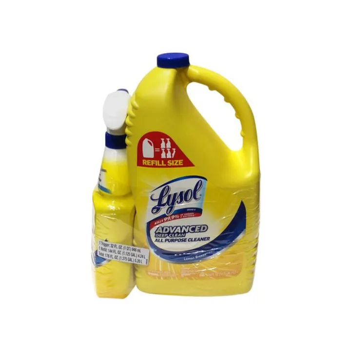 Lysol Lemon All Purpose Cleaner 32 oz Spray Bottle with 144 oz Refil