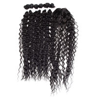 Raising 613 Deep Wave Hair Bundles With Closure Synthetic Curly Hair Lace Closure 30 inches Natural Weave Blonde Hair Bundles