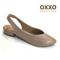 OXXOรองเท้าคัทชูส้นเตี้ย ทรงหัวแหลม มีสายรัดหลัง หนังนิ่ม น้ำหนักเบา SK8004