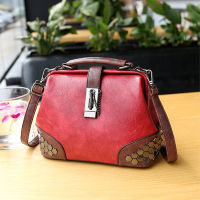 Fashion Women Handbags New Women Lock Chain Rivets Vintage Pu Leather Crossbody Shoulder Bag Ladies Doctor Bags Female Totes