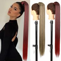 AZQUEEN Synthetic Long Straight Ponytail Wrap Around Clip in Hair Extensions 85cm Extra Long Heat Resistant Pony Tail For Women Wig  Hair Extensions