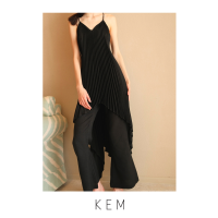 Kemissara Bella Cotton Black Beach Pants Elastic waist  กางเกงผูกเอวผู้หญิง  ปักลาย กางเกงใส่เล่น กางเกงใส่สบาย