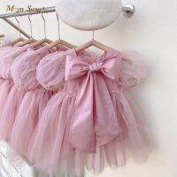 ZZOOI Baby Girl Princess Gauze Tutu Dress Puff Sleeve Infant Toddler Vintage Big Bow Vestido Party Pageant Wedding Baby Clothes 1-10Y