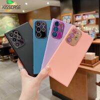 KISSCASE เคสโทรศัพท์ซิลิโคนสีทึบสำหรับ Samsung Galaxy S22 S22พิเศษเคส S22เลนส์ชุบโลหะด้วยไฟฟ้าเคสป้องกันแบบเต็มรูปแบบสำหรับ SM S22Plus กันกระแทก