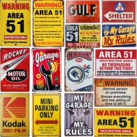 【YF】✉✟❧  Metal Tin Signs Area 51 Plaque Warning Danger Wall Plates Bar