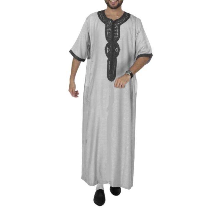 Mens Muslim Robes Long Sleeve Islamic Middle East Dubai Thobe Saudis