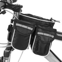 Lixada Cycling Bike Top Tube Bag with Rain Cover Waterproof Mountain Bicycle Front Frame Pannier Bag Pack Bike Bicycle Bag Picture Hangers Hooks