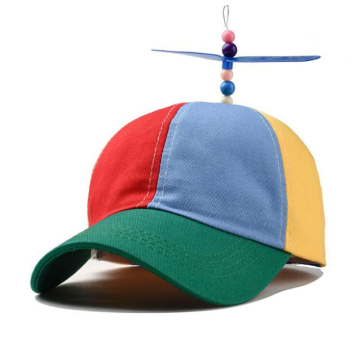 hot2022ผู้ใหญ่เด็กเฮลิคอปเตอร์ใบพัดหมวกเบสบอลที่มีสีสันเย็บปะติดปะต่อกันหมวกหมวกไม้ไผ่แมลงปอเด็กเด็ก-snapback-พรรคหมวก