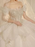 French wedding dress 2023 new brides main yarn slimming female person high-end luxury trailing go-out