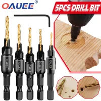 5pcs Countersink Drill Bit Carpentry Drill Set Hexagonal Shank Countersunk Bit #5 #6 #8 #10 #12 Drilling Woodworking Tools Drills  Drivers