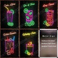 เครื่องดื่มนีออน Vinage Metal Neon Tin Sign ที่กำหนดเอง Ok Vintage Shop Bar ตกแต่งบ้านกางเกงชั้นในภาพผนังตกแต่งแผง 20 * 30 ซม