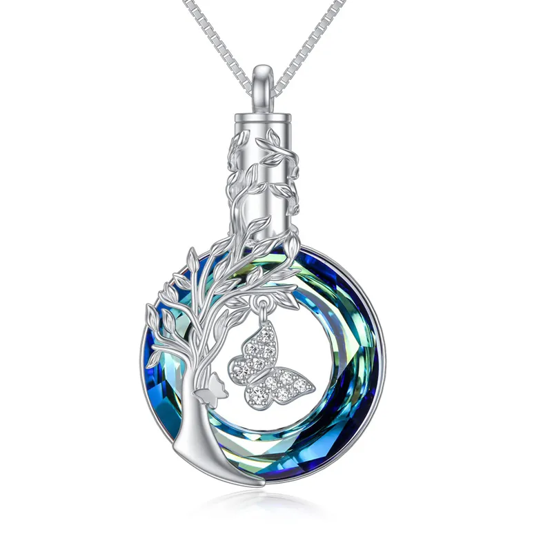 YT-Tree Of Life Urn Necklace Sterling Silver Butterfly