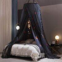 【LZ】✣♤✾  New Folded Bed Canopy Mosquito Net for Girl Women Bedding Romantic Black Yarn 2 Layers Round Dome Tent Curtain Room Decor