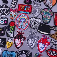 Cheap Things Iron On Patches On Clothes Skull Heart Patches On Clothes Embroidery Applique Patch Fashion Flower Badge Stickers